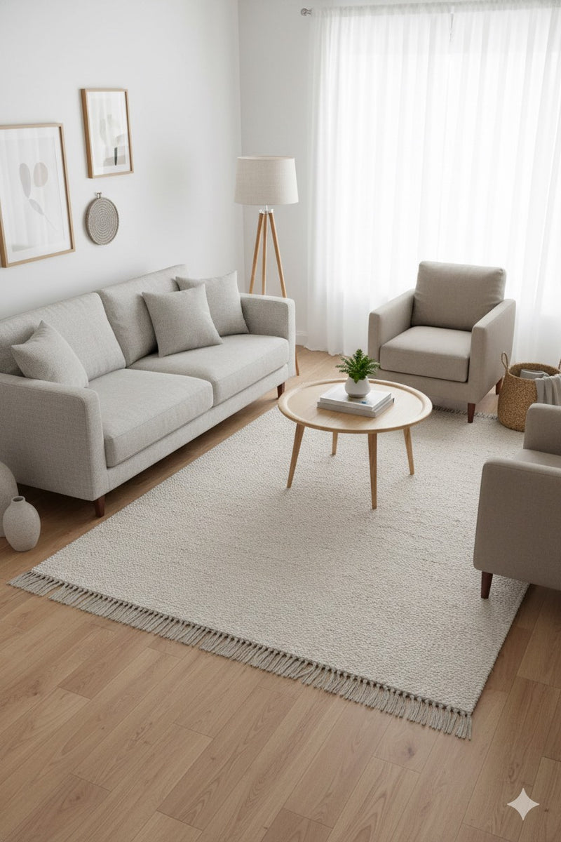 Size 5'x7' Bleached Jute with Fringe  Hand Made Rug Gray/Grey - Hearth & Hand™ with Magnolia