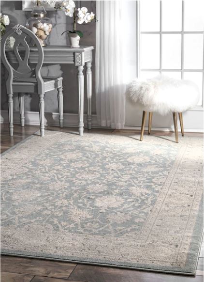 nuLOOM Wharton 3 x 5 Blue Indoor Border Vintage Area Rug