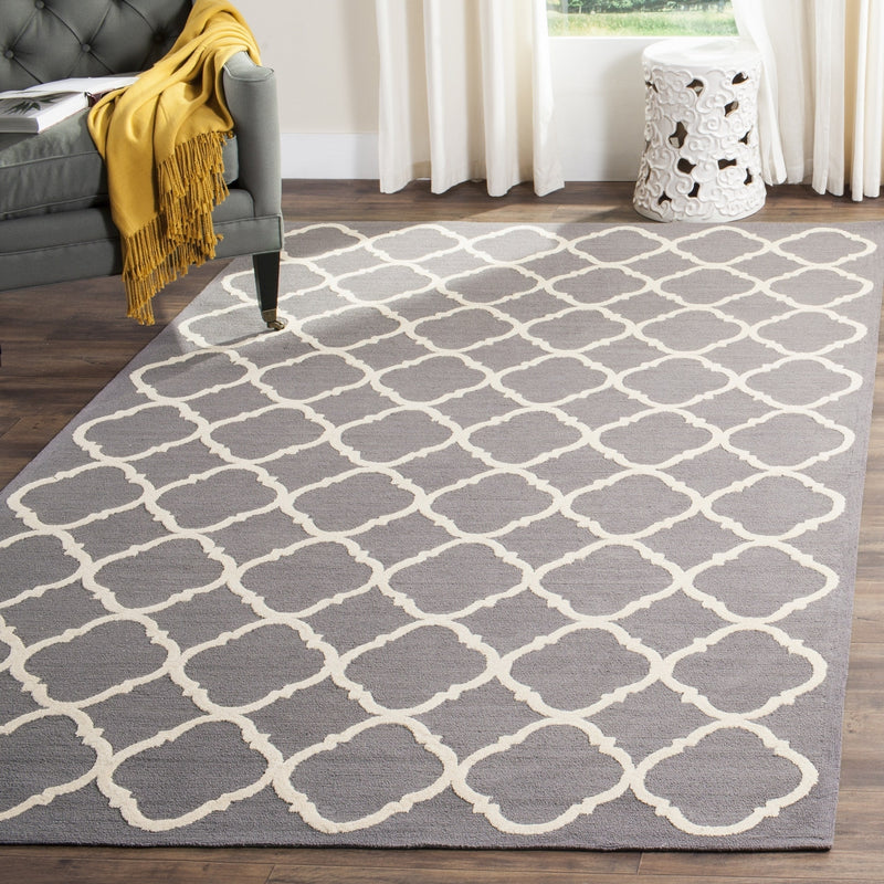 5' X 5' Square Handmade Blue/ Ivory Safavieh Hand-hooked Newport Cotton Rug