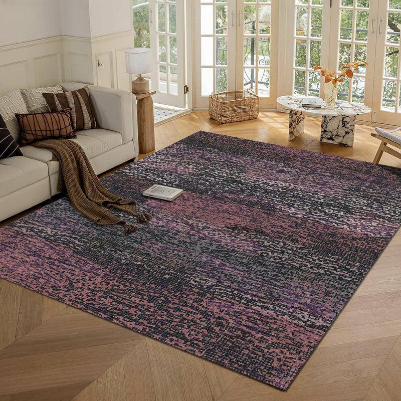 5' x 7' Burgundy Washable Area Rug - 1/6 Thick - Stain & Water-Resistant Non-Slip - Resistant Vintage Charm Area Rugs