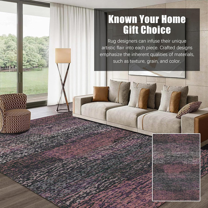 5' x 7' Burgundy Washable Area Rug - 1/6 Thick - Stain & Water-Resistant Non-Slip - Resistant Vintage Charm Area Rugs