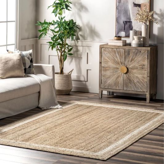 5x8 Off White Handmade Rikki Coastal Braided Jute Indoor Area Rug by Nuloom