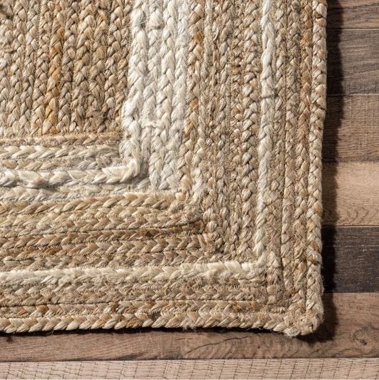 5x8 Off White Handmade Rikki Coastal Braided Jute Indoor Area Rug by Nuloom