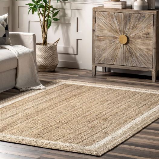 5x8 Off White Handmade Rikki Coastal Braided Jute Indoor Area Rug by Nuloom