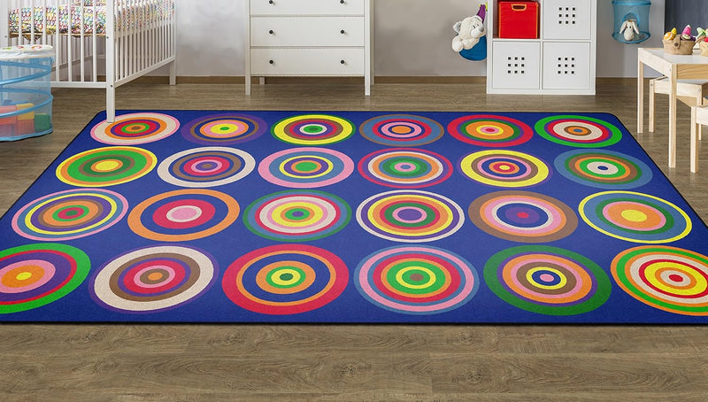 7'6" x 12' Indigo Blue Color Rings Colorful by Flagship Carpets