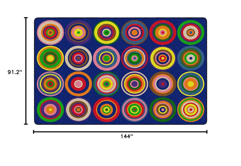 7'6" x 12' Indigo Blue Color Rings Colorful by Flagship Carpets