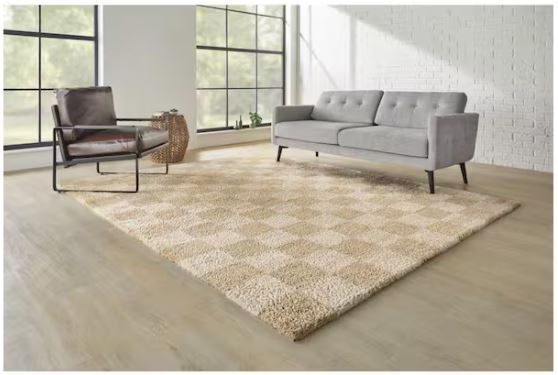 Harley Cream 6 ft. 7 in. x 9 ft. Checkered Area Rug