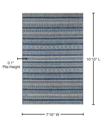7 ft. 10 in. x 10 ft. 10 in. Tuscany Blue Indoor/Outdoor Area Rug