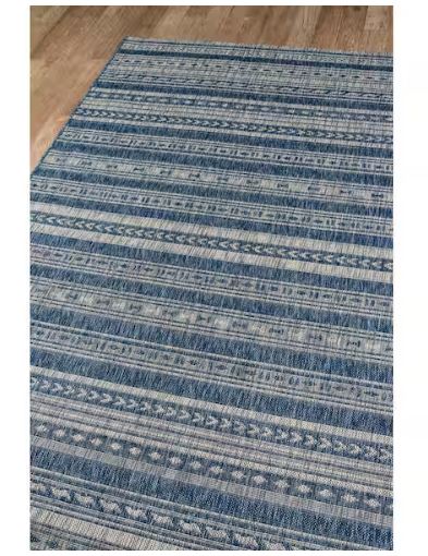 7 ft. 10 in. x 10 ft. 10 in. Tuscany Blue Indoor/Outdoor Area Rug