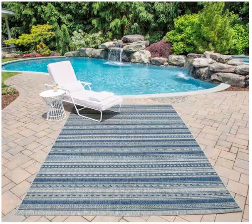 7 ft. 10 in. x 10 ft. 10 in. Tuscany Blue Indoor/Outdoor Area Rug