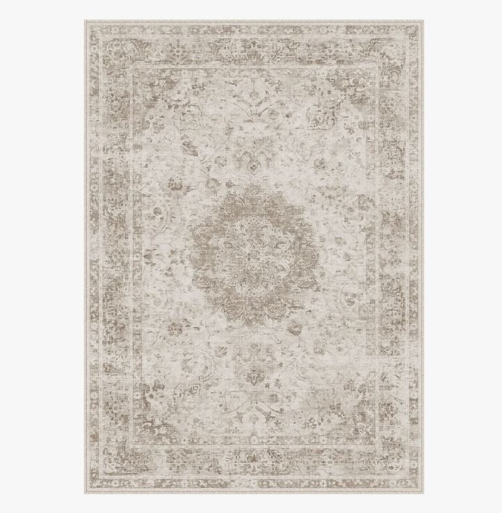 5' x 7' Veyra Machine Washable Vintage Oriental Area Rug With Non-slip Backing