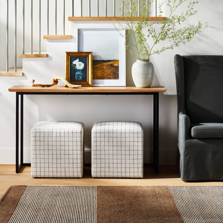 Size 5'x7 Hand Made  Woven Wool Cotton Area Rug Brown