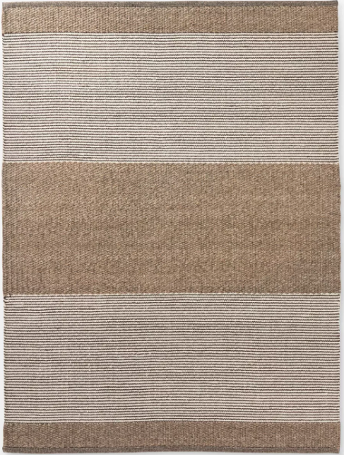 Size 5'x7 Hand Made  Woven Wool Cotton Area Rug Brown