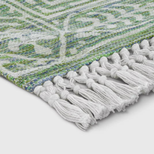 Size 5'X7' Green Spacedye Design Woven Area Rug