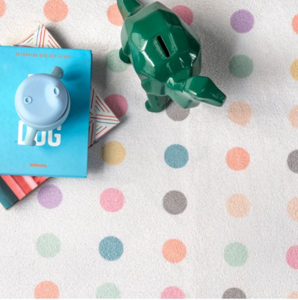 Size 5x8 Polka Dotted Washable Area Rug