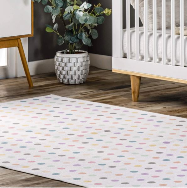 Size 5x8 Polka Dotted Washable Area Rug