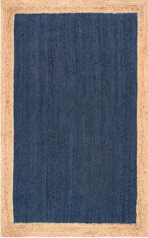 Eleonora Farmhouse Bordered Jute Blue 8 ft. x 10 ft. Area Rug