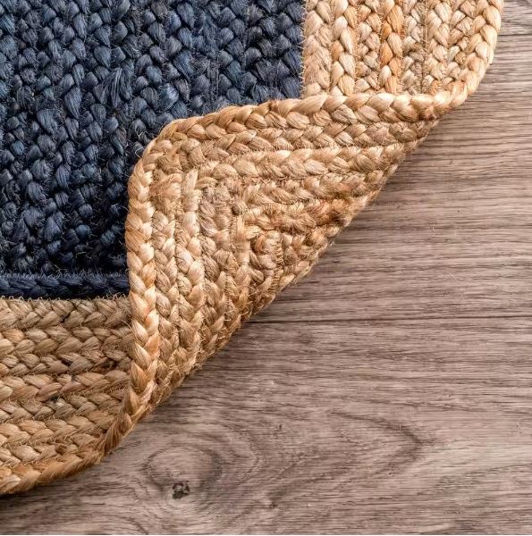 Eleonora Farmhouse Bordered Jute Blue 8 ft. x 10 ft. Area Rug