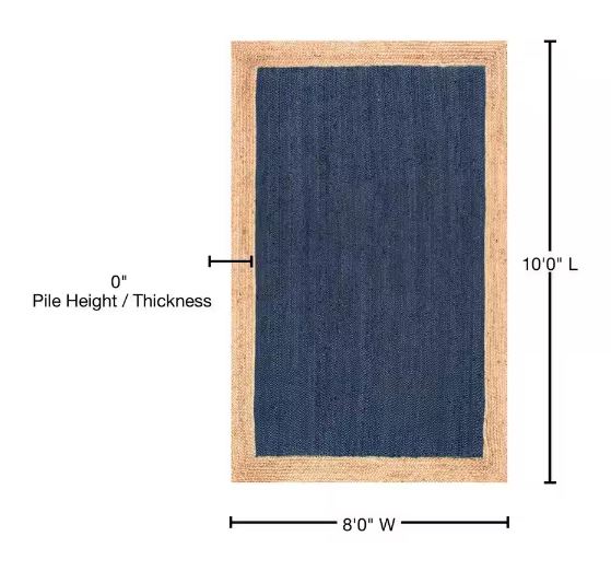 Eleonora Farmhouse Bordered Jute Blue 8 ft. x 10 ft. Area Rug