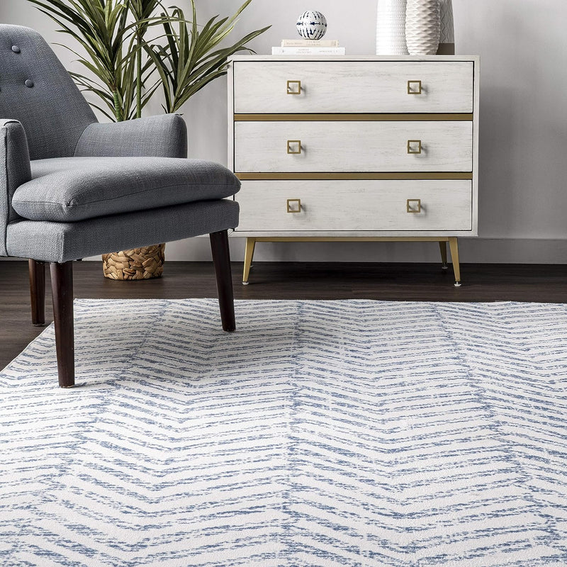 5' x 8', Blue nuLOOM Rosanne Machine Washable Geometric Area Rug