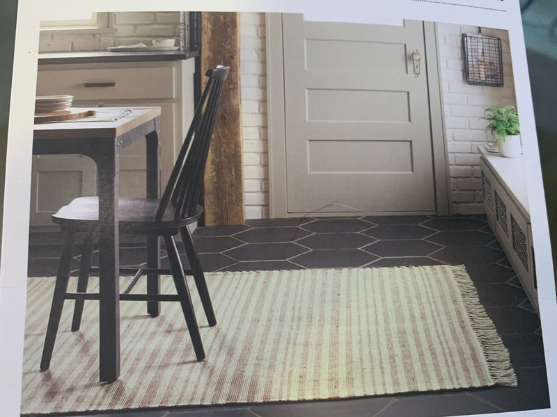 5x7 Color Rusty Red Stripe Fringe Hand Made Area Rug