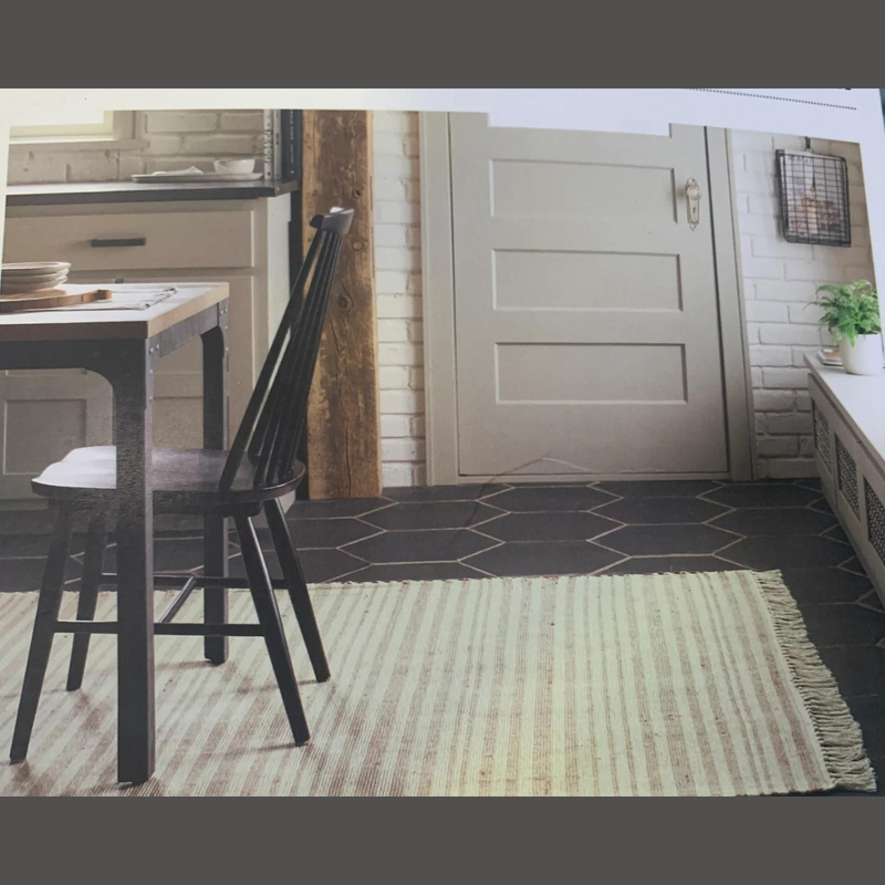 5x7 Color Rusty Red Stripe Fringe Hand Made Area Rug