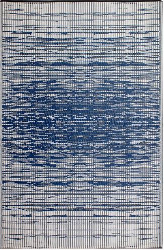 Size 6' x 9 Brooklyn - Blue Abstract Outdoor Rug for Patio