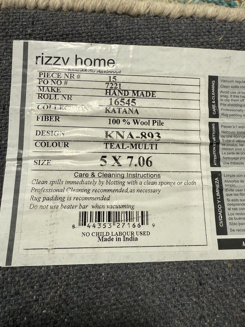 Size 5x8 Hand Made Wool Pile Area Rug