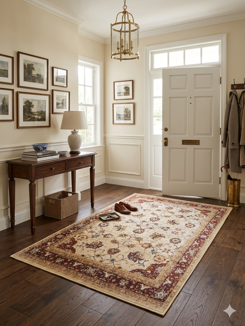 3' x 5' Rectangular Ivory Red Floral Border Traditional Area Rug