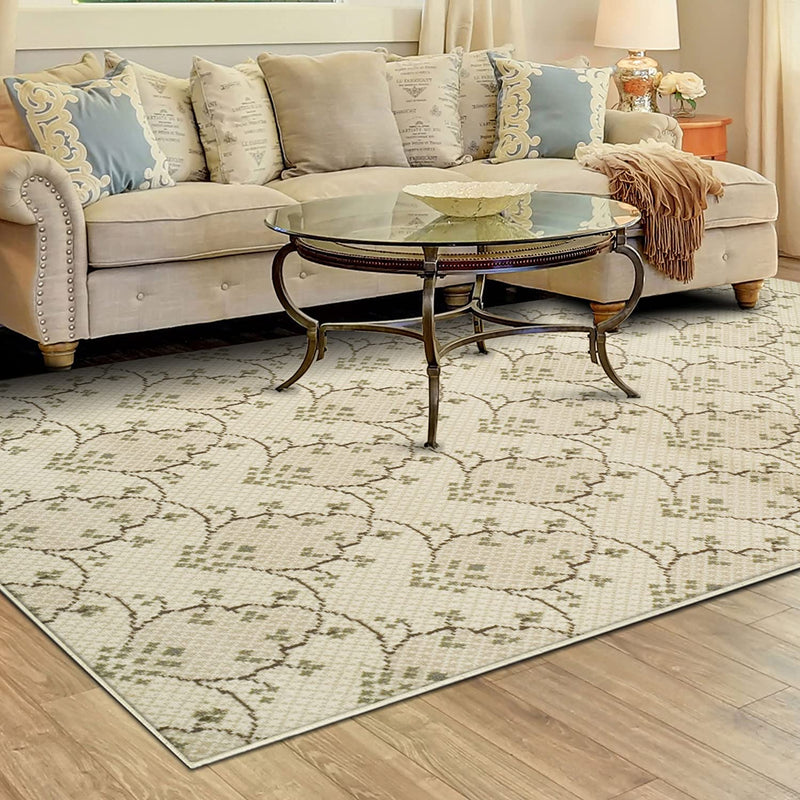 4' x 6', Beige, SUPERIOR Aberdeen Traditional Oriental Floral Polypropylene Indoor Area Rug