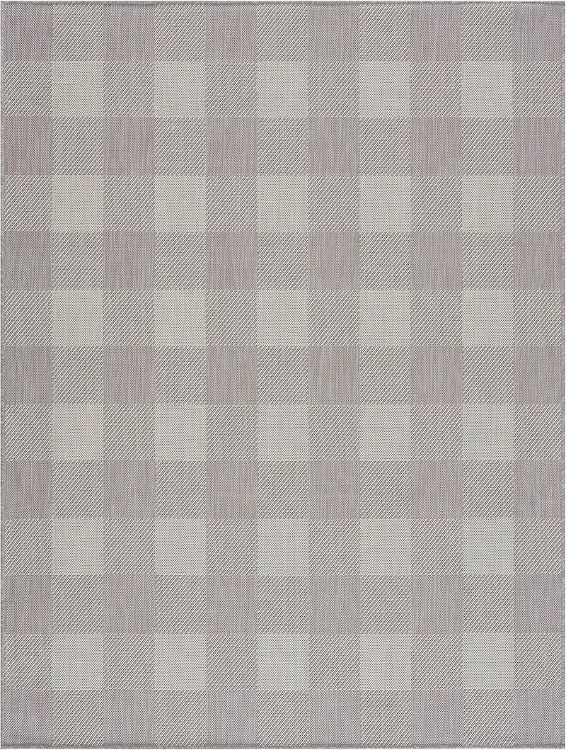 5'X7' Grey/White Washable Outside Buffalo Plaid Outdoor Rug