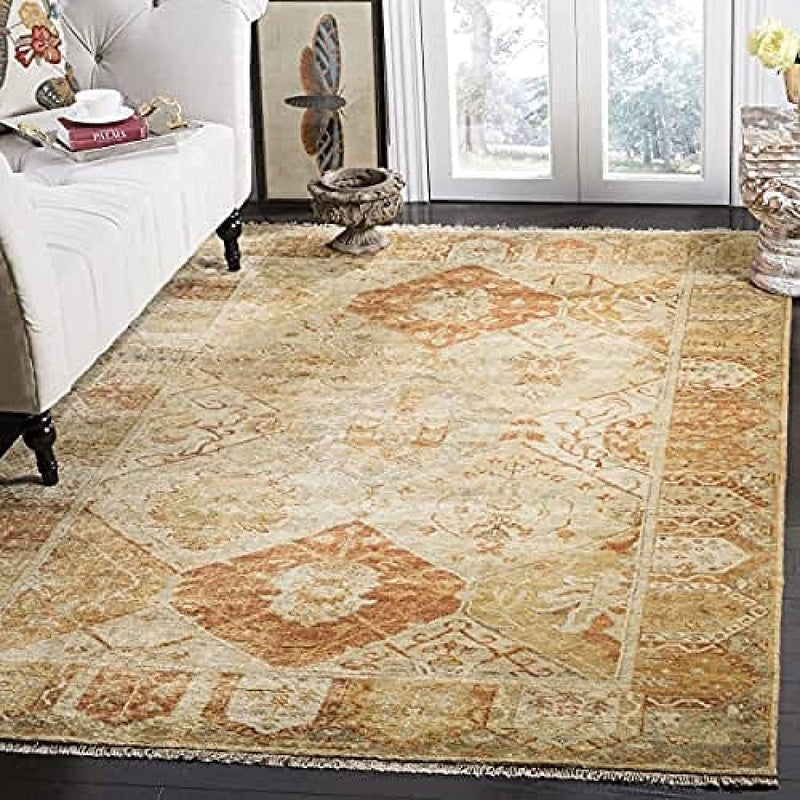 6' x 9', Gold & Brown, Hand-Knotted Traditional Oriental Wool, SAFAVIEH Area Rug