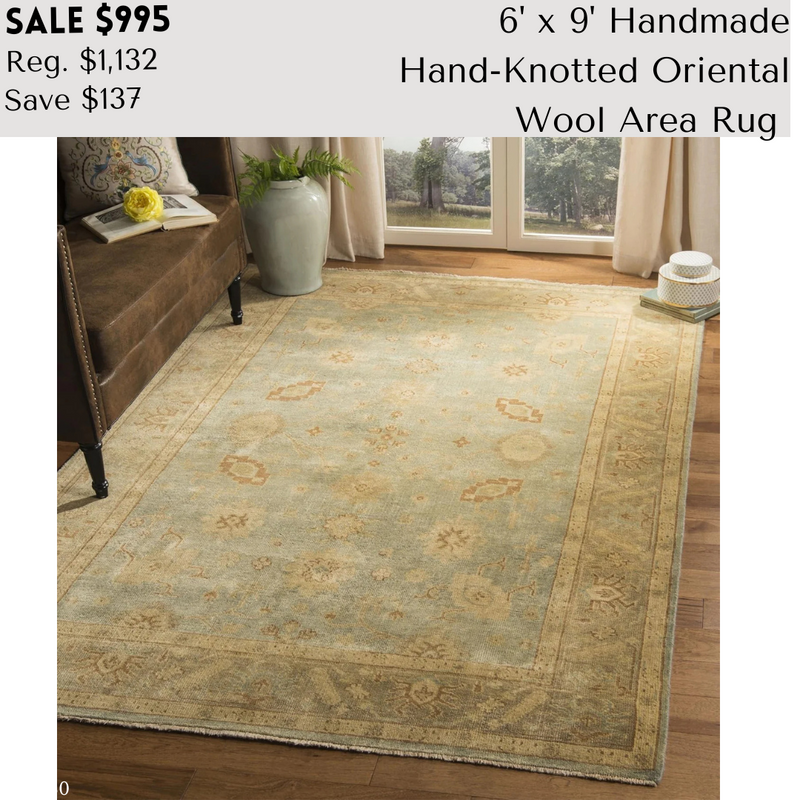 6' x 9' Hand Made Wool Light Blue / Beige Safavieh Area Rug