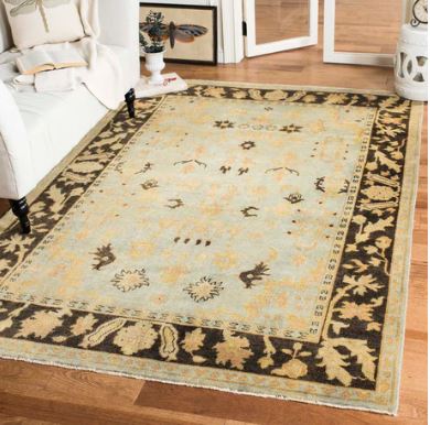 6' x 9' Handmade Wool Oriental Light Blue / Brown Safavieh Area Rug
