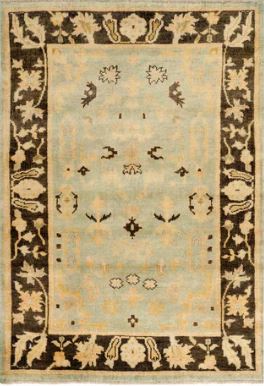 6' x 9' Handmade Wool Oriental Light Blue / Brown Safavieh Area Rug