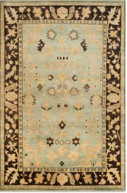 6' x 9' Handmade Wool Oriental Light Blue / Brown Safavieh Area Rug