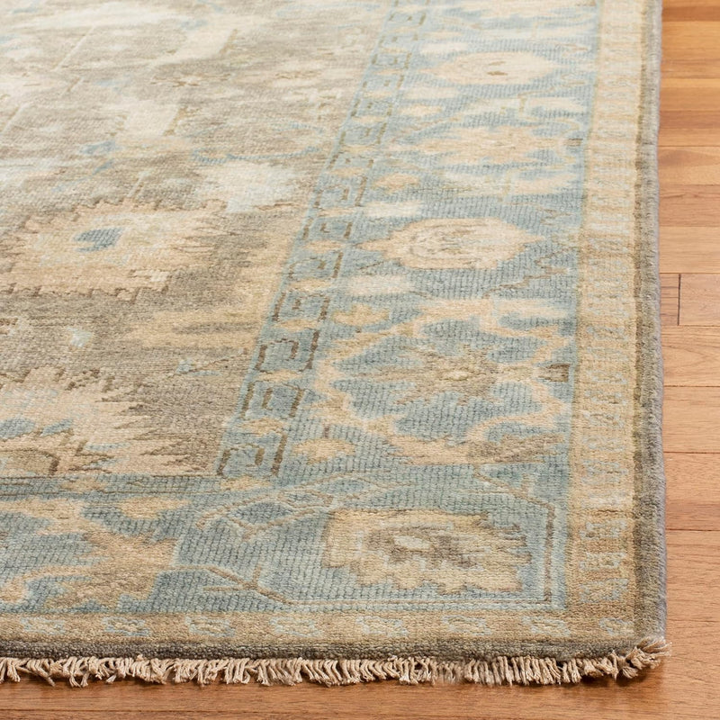 SAFAVIEH Oushak Collection Area Rug - 6' x 9', Brown & Blue, Hand-Knotted Traditional Oriental Wool, Ideal for High Traffic Areas in Living Room, Bedroom (OSH562A)