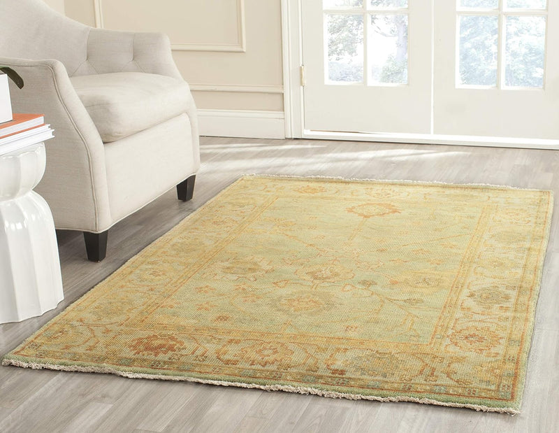 SAFAVIEH Oushak Collection Area Rug - 6' x 9', Dark Green & Light Green, Hand-Knotted Traditional Oriental Wool, Ideal for High Traffic Areas in Living Room, Bedroom (OSH117B)