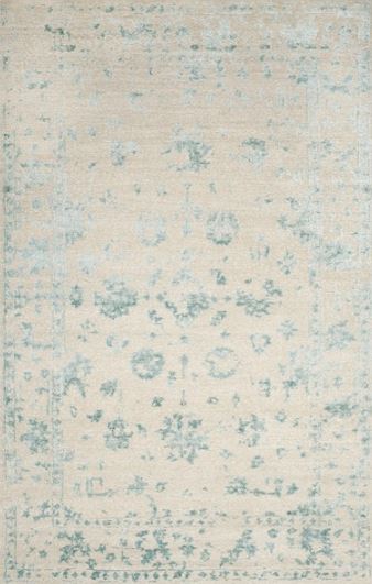 6' x 9' Silver / Light Blue Design Hand Knotted Hand Made Wool, Viscose Centennial Collection Area Rug