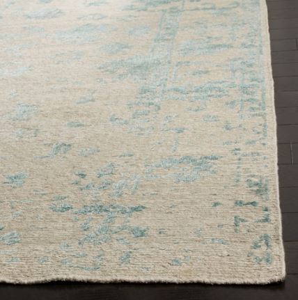 6' x 9' Silver / Light Blue Design Hand Knotted Hand Made Wool, Viscose Centennial Collection Area Rug