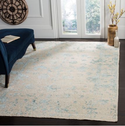 6' x 9' Silver / Light Blue Design Hand Knotted Hand Made Wool, Viscose Centennial Collection Area Rug