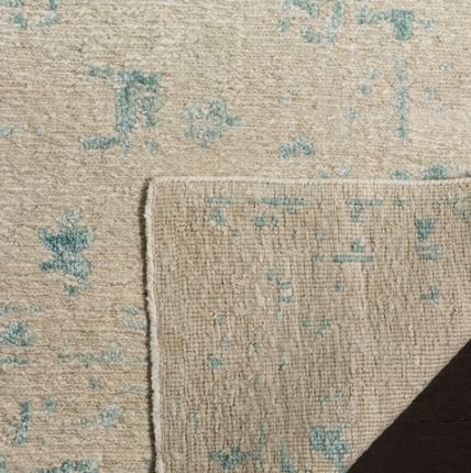 6' x 9' Silver / Light Blue Design Hand Knotted Hand Made Wool, Viscose Centennial Collection Area Rug