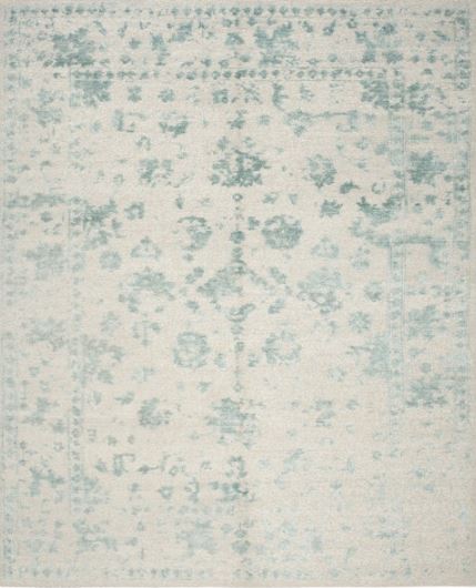6' x 9' Silver / Light Blue Design Hand Knotted Hand Made Wool, Viscose Centennial Collection Area Rug