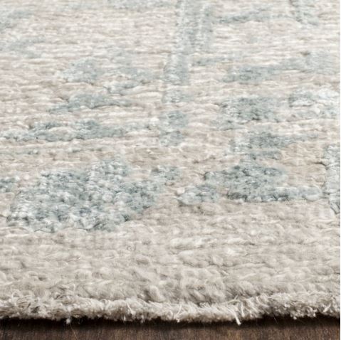 6' x 9' Silver / Light Blue Design Hand Knotted Hand Made Wool, Viscose Centennial Collection Area Rug