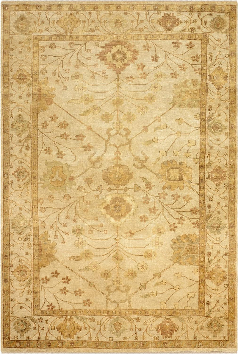 SAFAVIEH Oushak Collection Area Rug - 6' x 9', Ivory & Ivory, Hand-Knotted Traditional Oriental Wool, Ideal for High Traffic Areas in Living Room, Bedroom