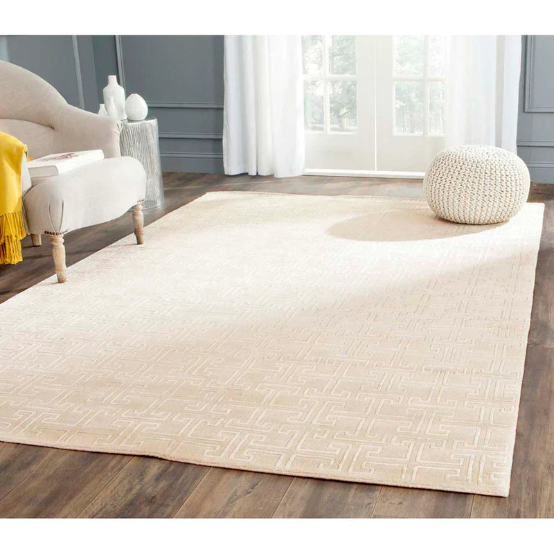 Safavieh Tibetan Collection Area Rug - 6' x 9', Ivory & White, Hand-Knotted Viscose, Ideal for High Traffic Areas in Living Room, Bedroom