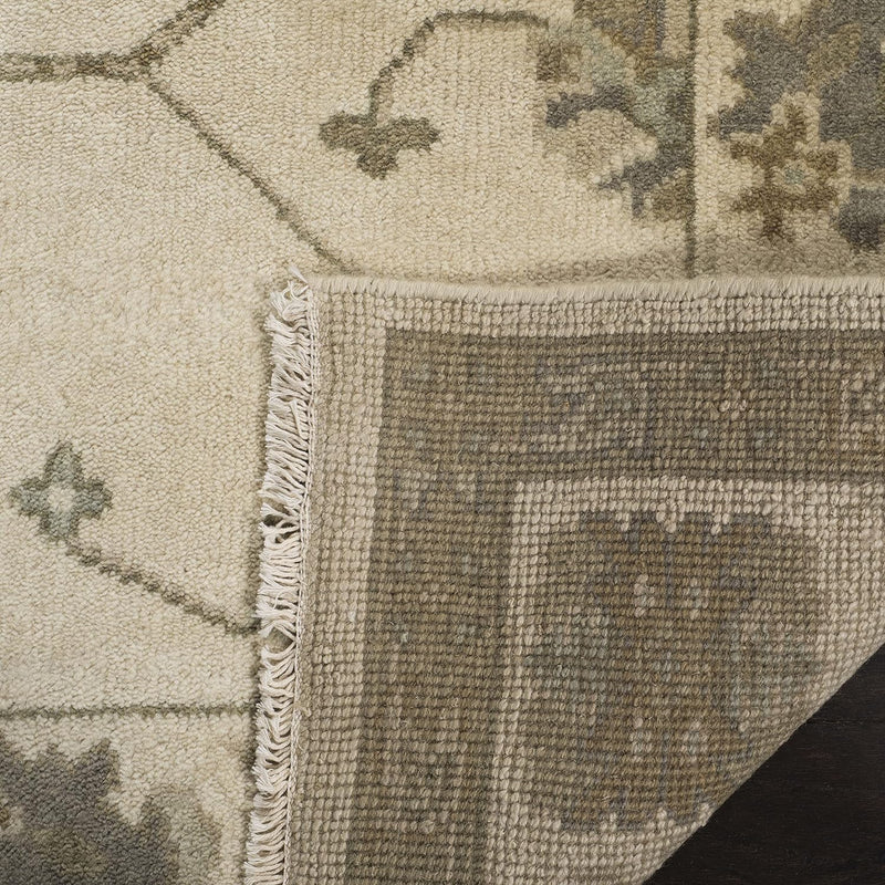 SAFAVIEH Oushak Collection Area Rug - 6' x 9', Ivory & Blue, Hand-Knotted Traditional Oriental Wool, Ideal for High Traffic Areas in Living Room, Bedroom