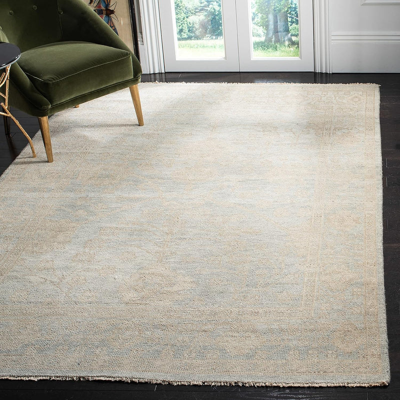 6' x 9', Light Blue & Ivory, Hand-Knotted Traditional New Zealand Wool, SAFAVIEH Area Rug