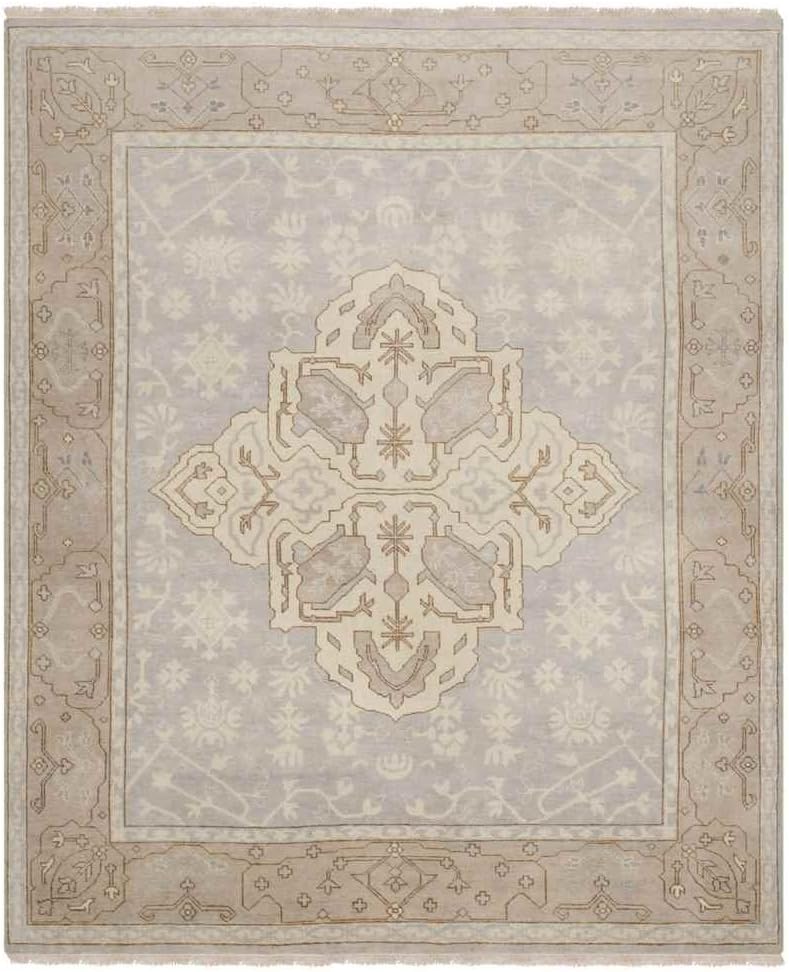 SAFAVIEH Oushak Collection Area Rug - 6' x 9', Light Blue & Brown, Hand-Knotted Traditional Oriental Wool, Ideal for High Traffic Areas in Living Room, Bedroom