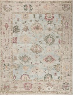 SAFAVIEH Hand-Knotted Samarkand Olivette Traditional Wool Rug - 6' x 9' - Light Blue/Sage